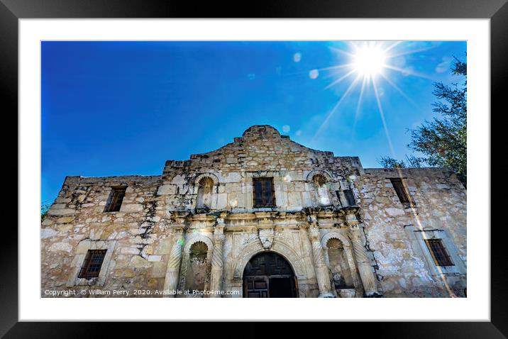 Sun Rays Alamo Mission Independence Battle Site San Antonio Texa Framed Mounted Print by William Perry