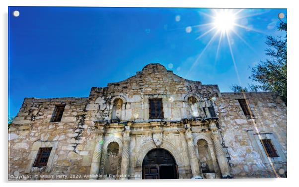 Sun Rays Alamo Mission Independence Battle Site Sa Acrylic by William Perry