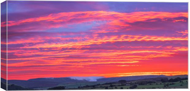 Red Sky over Kinder Scout. Canvas Print by John Finney