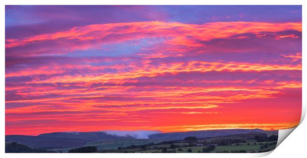 Red Sky over Kinder Scout. Print by John Finney