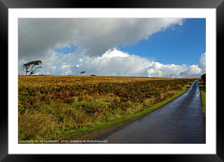 The long long road after the rain in Exmoor Framed Mounted Print by Jenny Hibbert