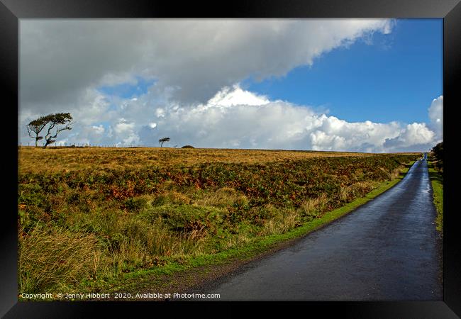The long long road after the rain in Exmoor Framed Print by Jenny Hibbert