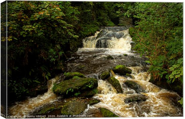 River Lyn rushing over rocks in Lynmouth Somerset Canvas Print by Jenny Hibbert