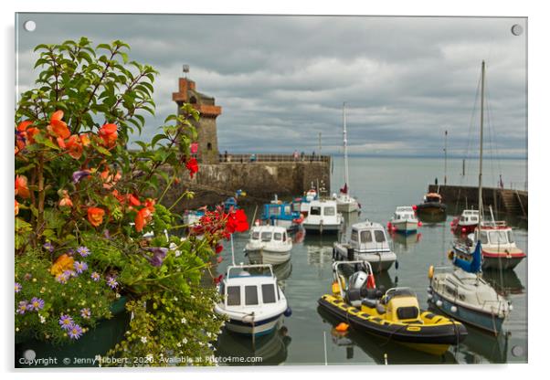 Lynmouth Harbour Exmoor Somerset Acrylic by Jenny Hibbert