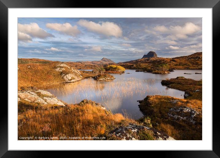 Suilven and Canisp in Autumn, Assynt   Framed Mounted Print by Barbara Jones