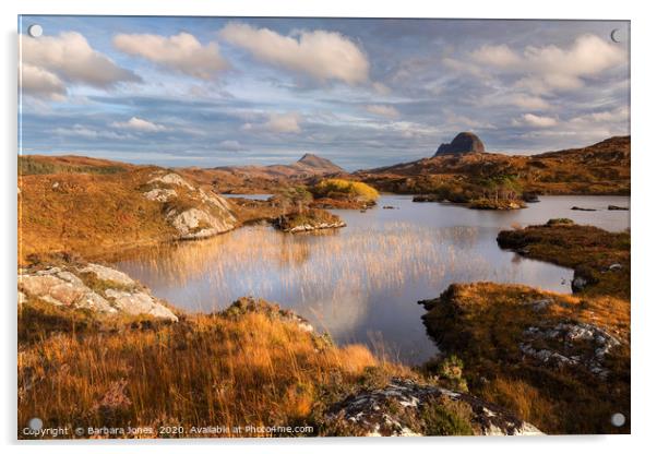 Suilven and Canisp in Autumn, Assynt   Acrylic by Barbara Jones