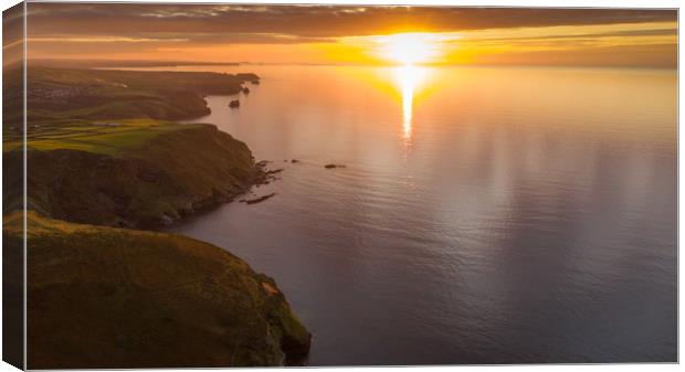 Sunset over Boscastle & Tintagel, North Cornwall Canvas Print by Patrick Cummins
