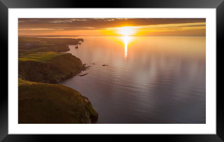 Sunset over Boscastle & Tintagel, North Cornwall Framed Mounted Print by Patrick Cummins