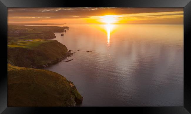 Sunset over Boscastle & Tintagel, North Cornwall Framed Print by Patrick Cummins