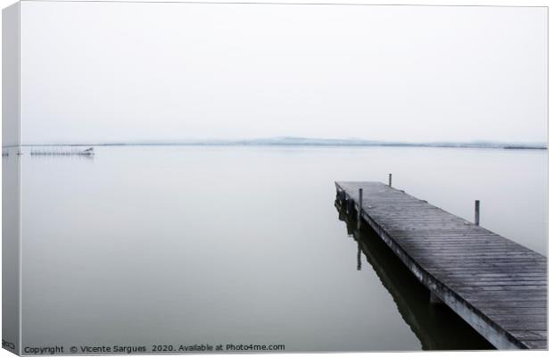 Quiet jetty in the fog Canvas Print by Vicente Sargues