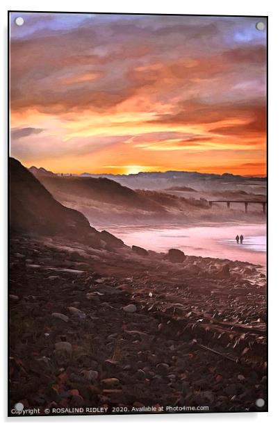 "Hazy sunset stroll" Acrylic by ROS RIDLEY