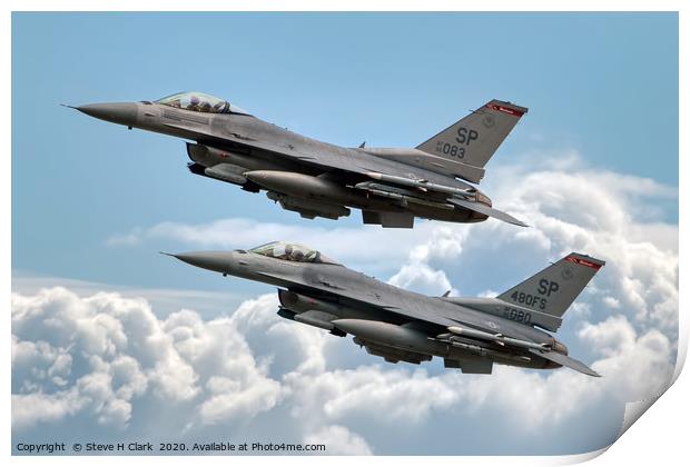 F16 Fighting Falcon Warhawks Print by Steve H Clark