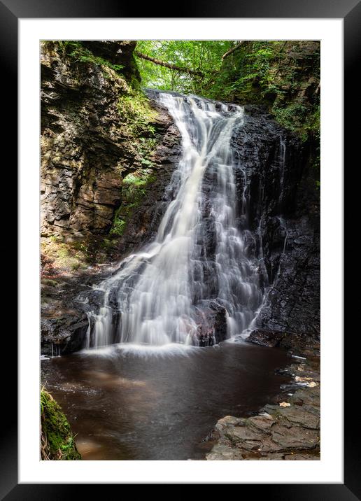 Hareshaw Linn waterfall Northumberland Framed Mounted Print by Richie Miles