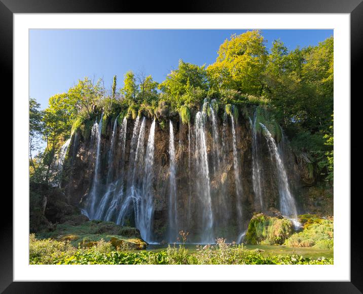 Waterfall in Plitvice National Park Croatia.  Framed Mounted Print by Richie Miles