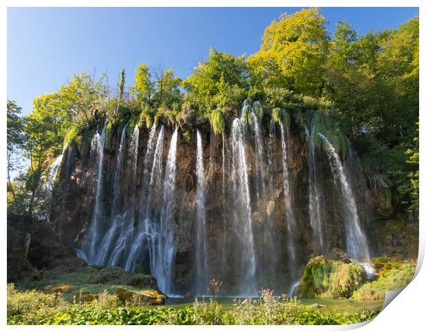 Waterfall in Plitvice National Park Croatia.  Print by Richie Miles