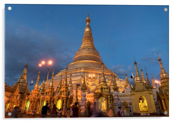 Shwedagon Pagoda Acrylic by peter schickert