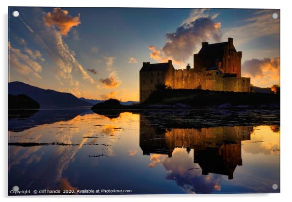 Eilean Donan Castle at sunset, Highlands, Scotland Acrylic by Scotland's Scenery