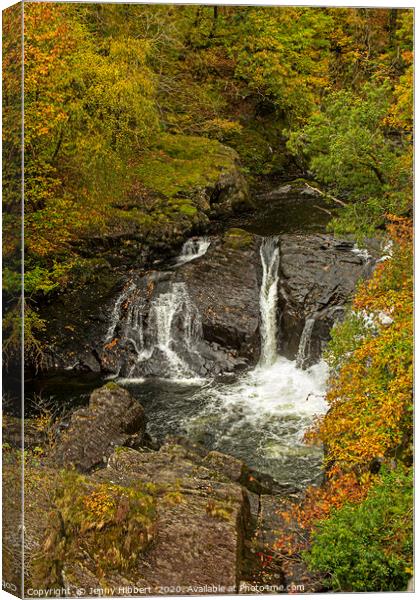Looking down on waterfall North Wales Canvas Print by Jenny Hibbert