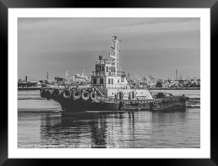 Commercial Boat at Montevideo Port Framed Mounted Print by Daniel Ferreira-Leite