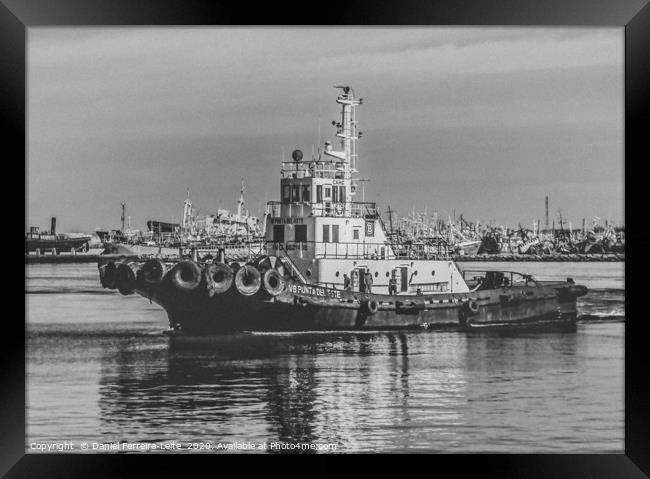 Commercial Boat at Montevideo Port Framed Print by Daniel Ferreira-Leite