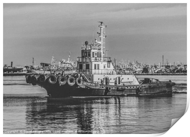 Commercial Boat at Montevideo Port Print by Daniel Ferreira-Leite