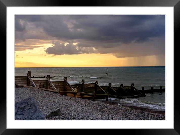 Storm clouds over the North Sea Framed Mounted Print by Chris Yaxley