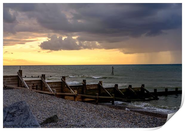 Storm clouds over the North Sea Print by Chris Yaxley