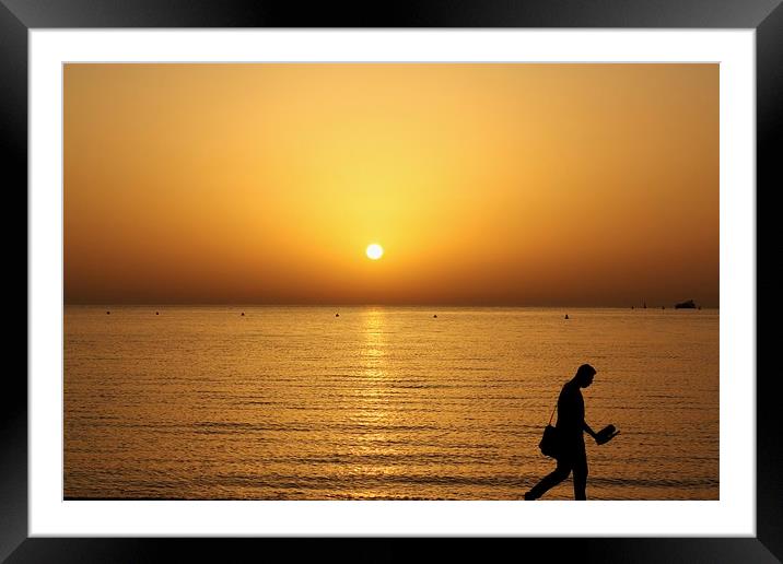 Sunset Stroll Dubai  Framed Mounted Print by David Thompson