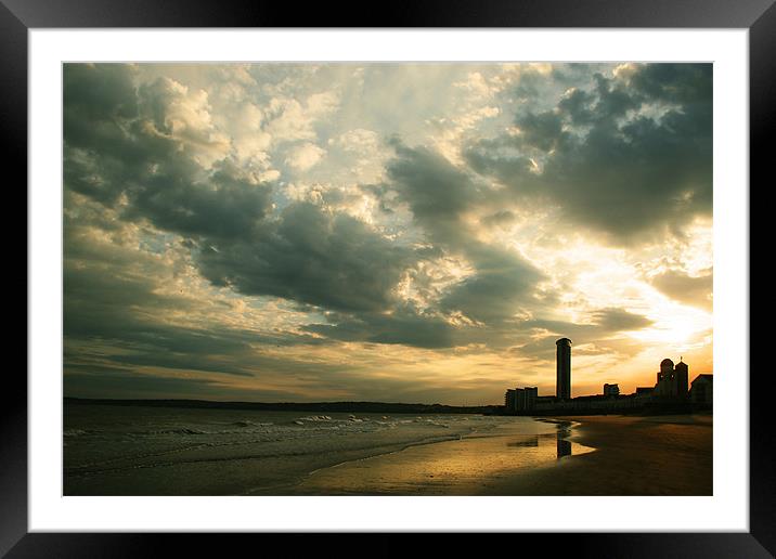 Swansea Beach Sunset Framed Mounted Print by Dan Davidson