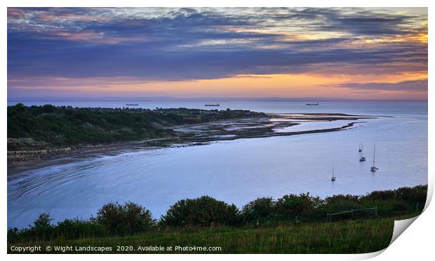 Whitecliff Bay Sunrise Print by Wight Landscapes