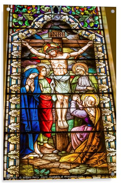 Crucifixion Stained Glass Saint Mary's Catholic Ch Acrylic by William Perry