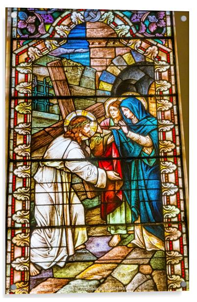 Jesus Cross Stained Glass Saint Mary's Catholic Ch Acrylic by William Perry