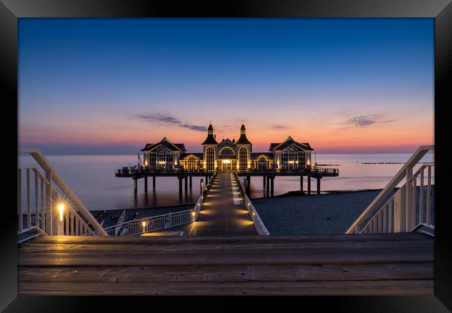 Sellin Pier Daybreak Framed Print by DiFigiano Photography