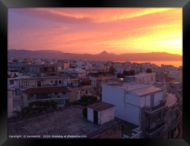Sunset over Heraklion, Crete, Greece Framed Print by Lensw0rld 