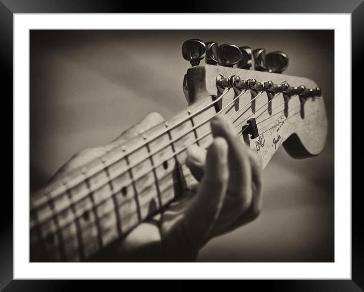 Guitar playing Framed Mounted Print by Sam Smith