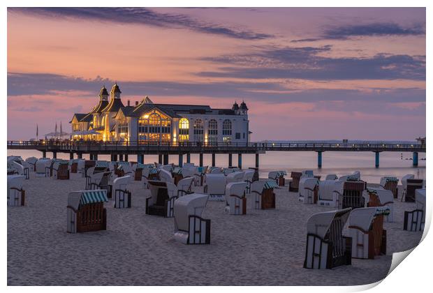 Sellin Beach Baskets and Pier Print by DiFigiano Photography