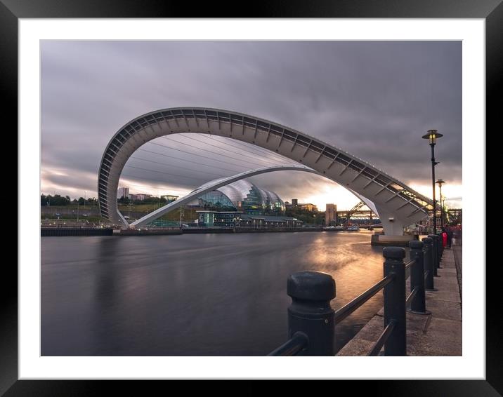 Tilted Millennium Bridge, Newcastle Framed Mounted Print by Rob Cole