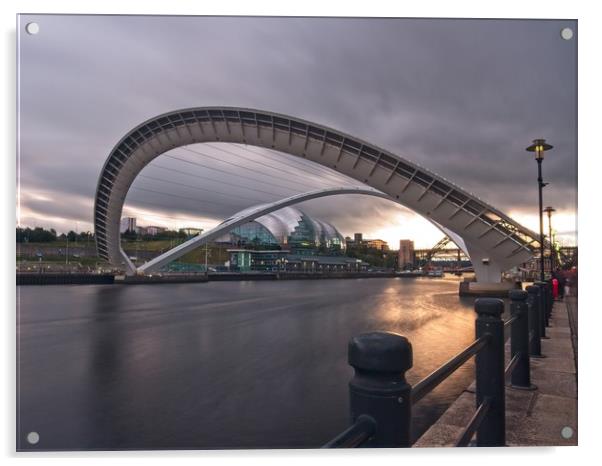 Tilted Millennium Bridge, Newcastle Acrylic by Rob Cole