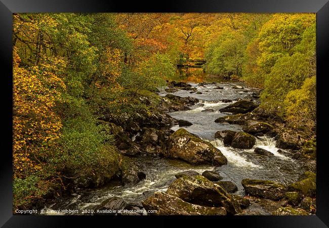 River flowing near to Capel Curig Conwy  Framed Print by Jenny Hibbert