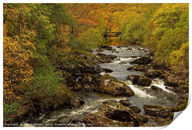 River flowing near to Capel Curig Conwy  Print by Jenny Hibbert