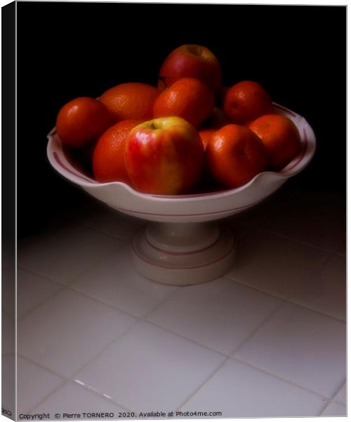Apples & Mandarins Canvas Print by Pierre TORNERO