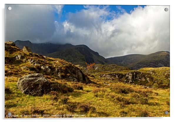 Glyderau mountain range Cwm Idwal Snowdonia Acrylic by Jenny Hibbert