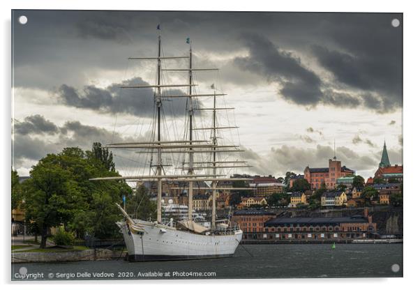 sailing ship anchored in Stockholm Acrylic by Sergio Delle Vedove