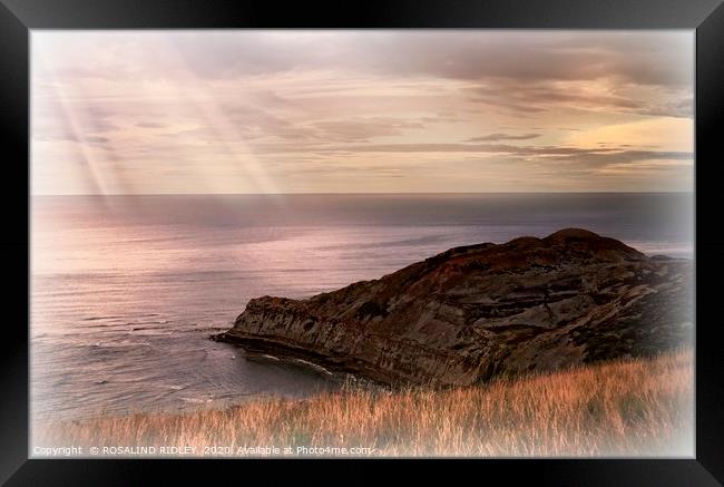 "Rays across the rocks " Framed Print by ROS RIDLEY