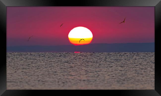 Colorful sunrise over the lake  Framed Print by Arpad Radoczy