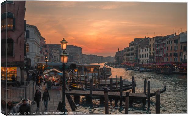 Evening on the Grand Canal.  Canvas Print by Stuart Hill