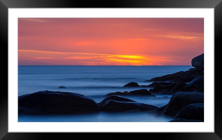 Sunrise and rock in Costa Brava Framed Mounted Print by Arpad Radoczy