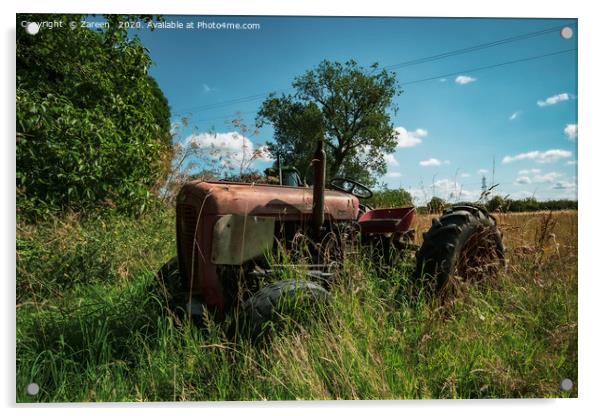 old vintage Massey Ferguson tractor  Acrylic by Zareen 