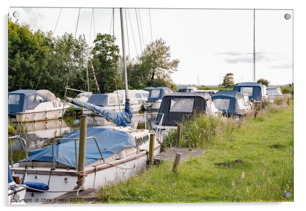 Moored boats, Norfolk Broads Acrylic by Chris Yaxley