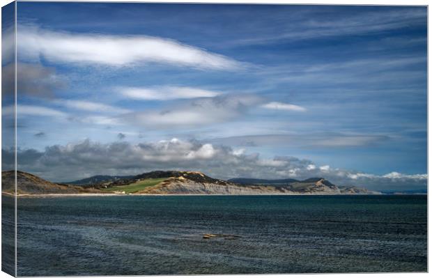 Charmouth to Golden Cap                      Canvas Print by Darren Galpin